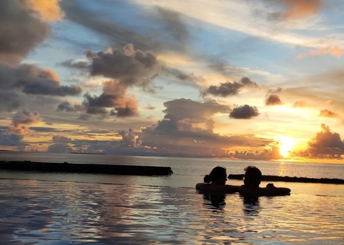 Sunset from the resort in Maldives